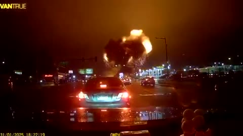 Dashcam video captures the Philadelphia plane crash, showing a massive fireball