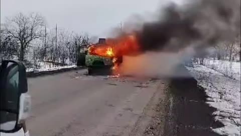 Russian Soldier Films His Cargo Truck Exploding After Being Hit by Drones