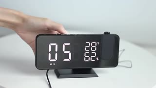 LED Digital Mirror Projection Alarm Clock Home FM Radio Thermometer