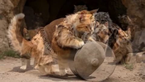 Cats 🐱 in the Stone Age 🦬 - Cats Doing Human Things 🐱