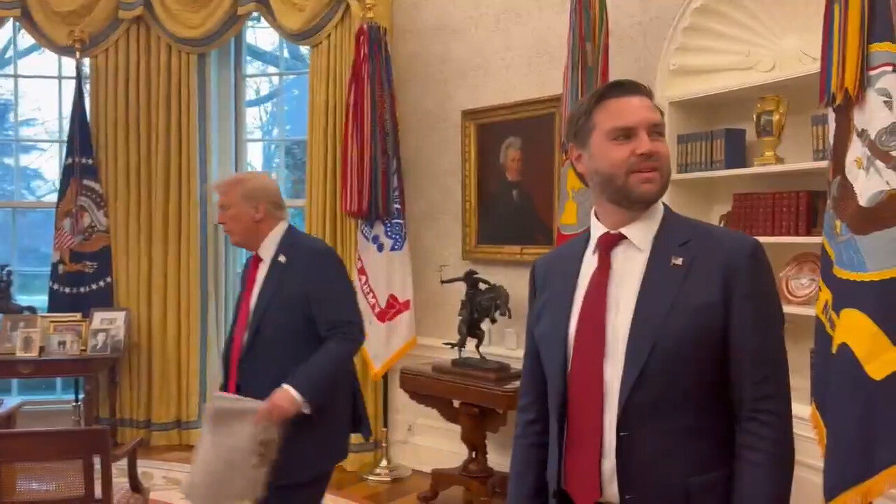 Only In America: Mike Johnson Shares Video Of J.D. Vance Entering The Oval Office For The FIRST TIME