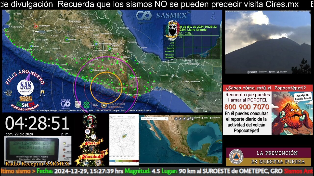 SISMO Magnitud 5.0 Loc 100 km al SUROESTE de PINOTEPA NACIONAL, OAX 29/12/24 16:27 #noameritoalerta