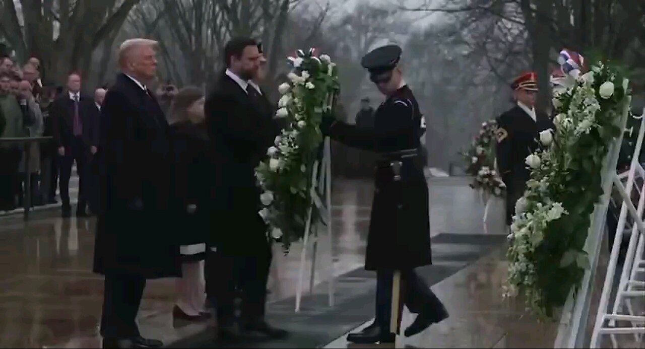 VP JD Vance laying wreaths at the Tomb of the Unknown Soldier.