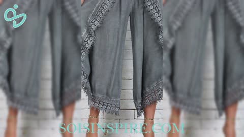 Full Size Lace Detail Wide Leg Pants