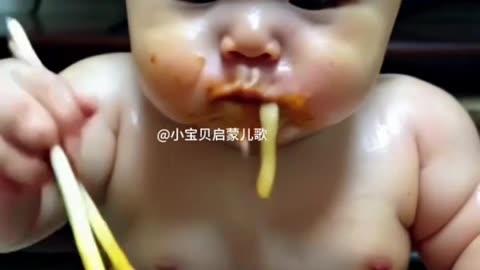 😂❤️Chinese Cute Baby Eating Spicy Noodles In 1minute Challenge😂❤️ 🔥