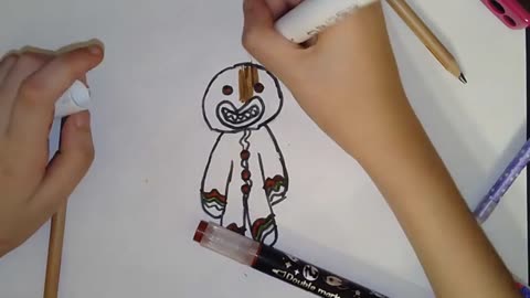 Relaxing Drawing of a Gingerbread Man with Christmas Hat