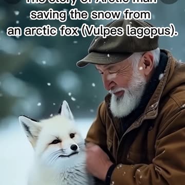 man saving the snow from an arctic fox