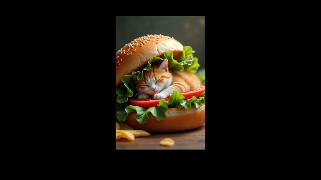 Orange Cat in a Burger: The Purrfect Combo! 🐱🍔