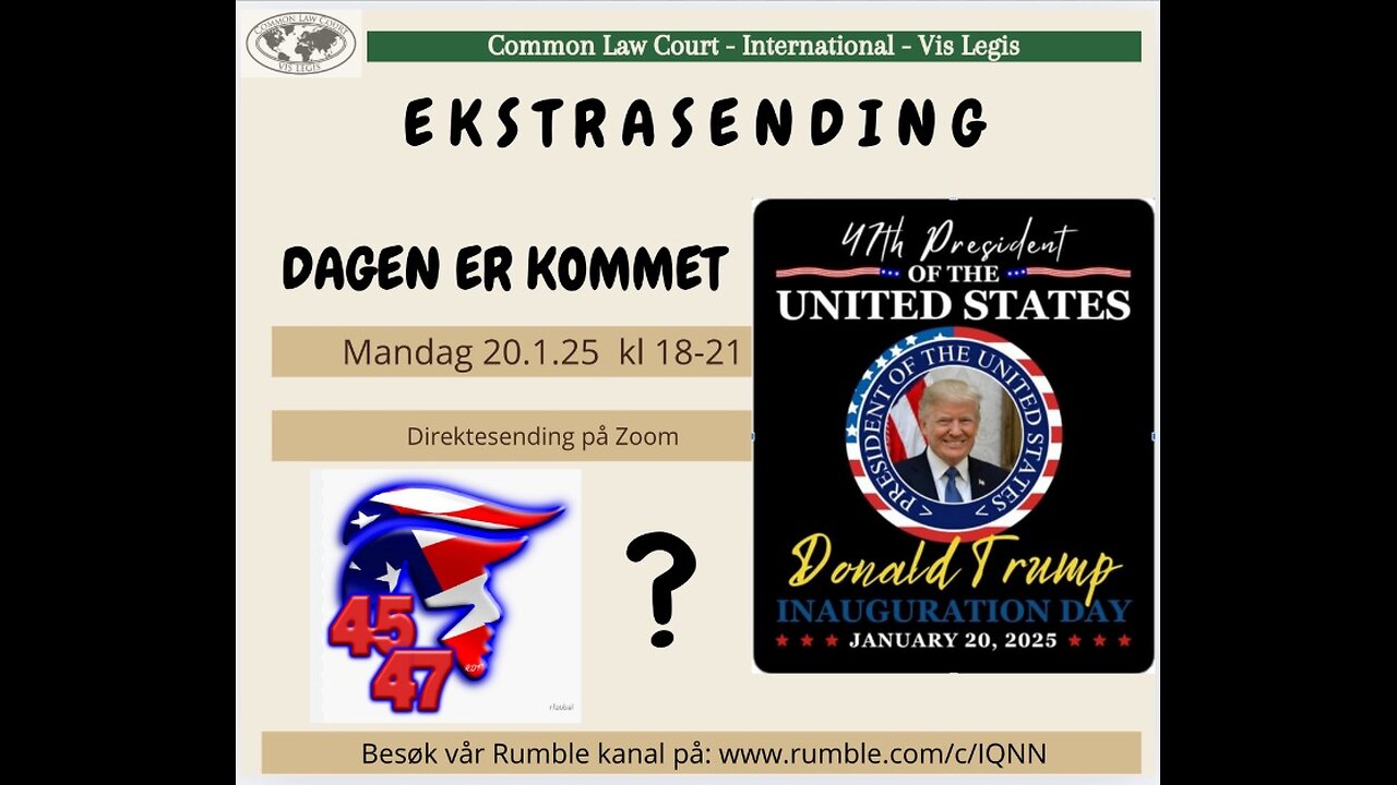 20.1.2025: EXTRASENDING om innvielsen av Donald Trump president 47 USA