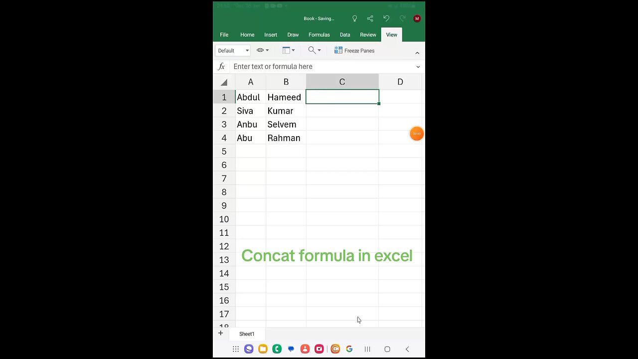 Concat formula in excel