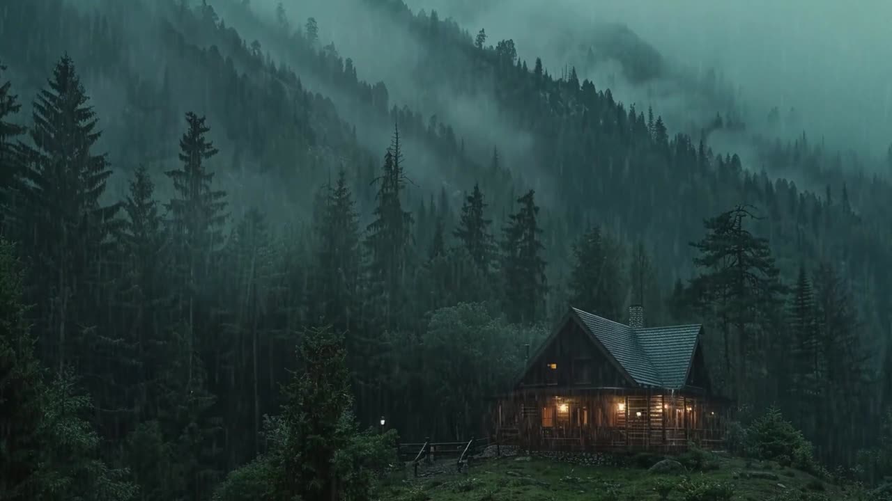 Rain Sounds Cozy Cabin for Sleeping 3 hours – Fall Asleep, Relax, Meditate with Rain Sounds