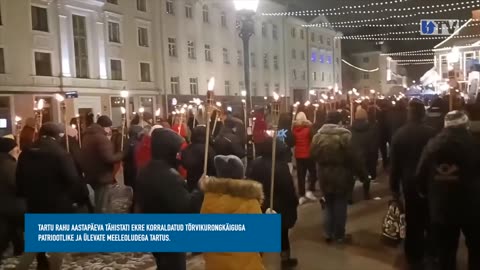 Emotsiooni täis tõrvikurongkäik Tartu rahu auks