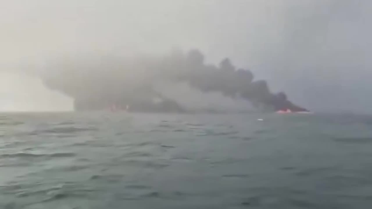 Tanker and cargo ship collide and catch fire off England coast