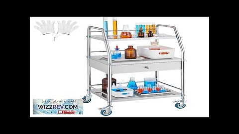 Lab Rolling Cart Dental Lab Serving Cart 3 Tiers Drawer Stainless Steel Review