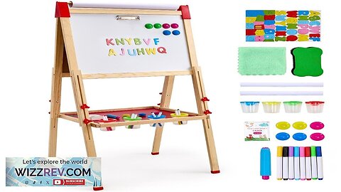 VEVOR 3-in-1 Kids Art Easel Double-Sided Wooden Magnetic Whiteboard Chalkboard Review