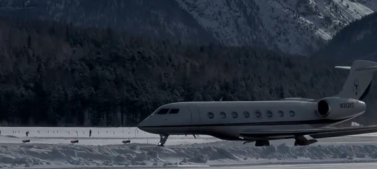 Ice mountain and private jet