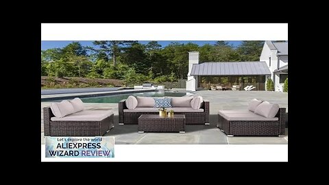 7 Pieces Patio Furniture Set Modular Patio Set Wicker Outdoor Sectional Sofa Review