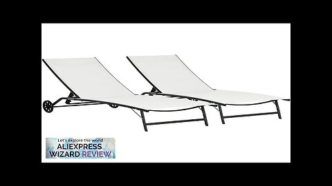 Outdoor Coffee Chair 2-Piece Lounge Chair Set with Wheels Sun Lounger Review