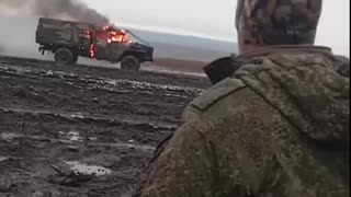 Russians Film Burning Cargo Truck Roll By