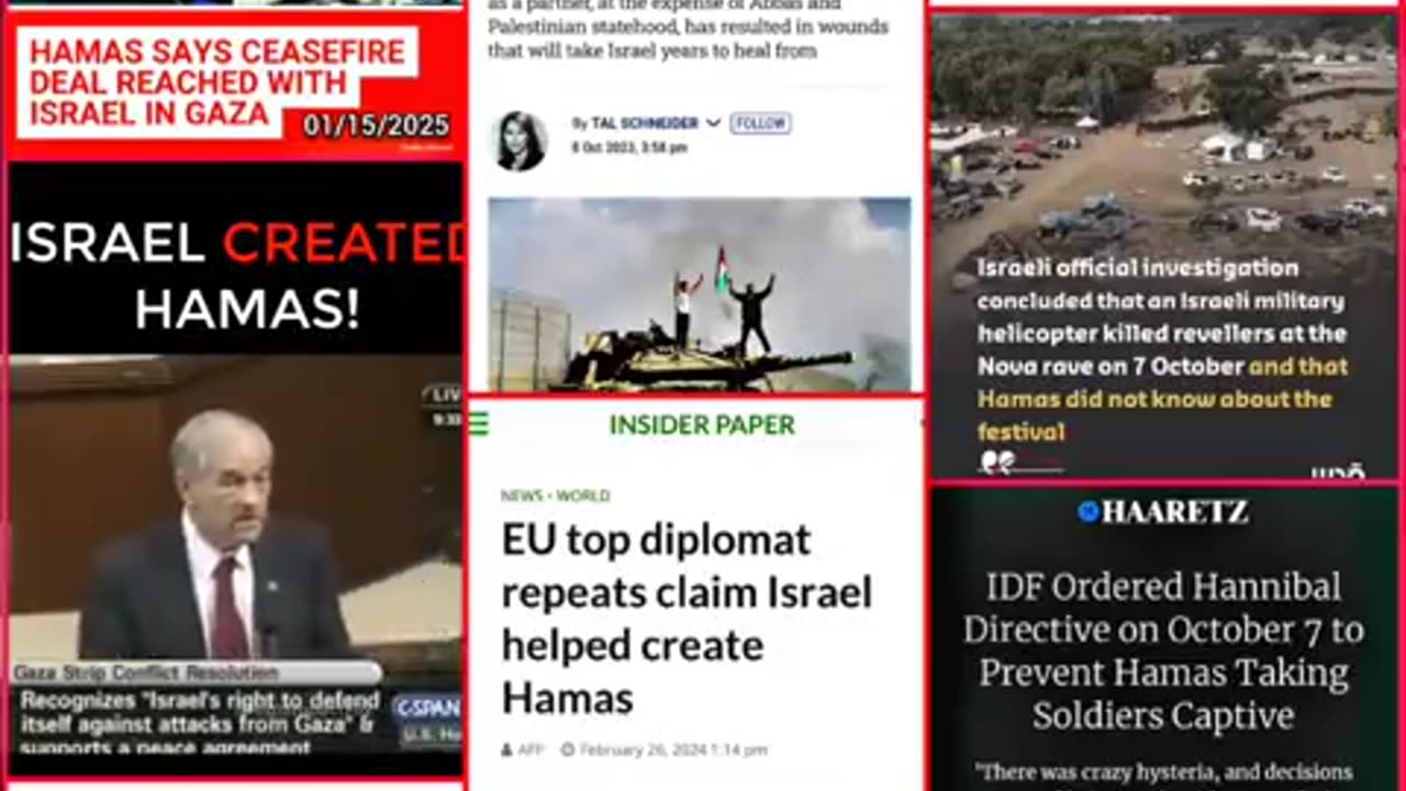 israel makes a deal with itself (hamas) organization it founded to divide & conquer Palestine.