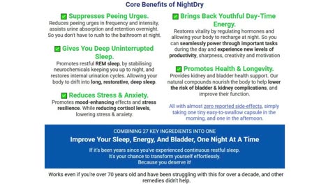 Night Dry supplement for boost Anti-Urine hormone levels