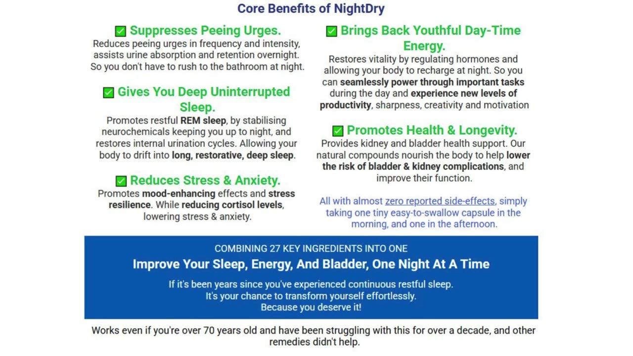 Night Dry supplement for boost Anti-Urine hormone levels