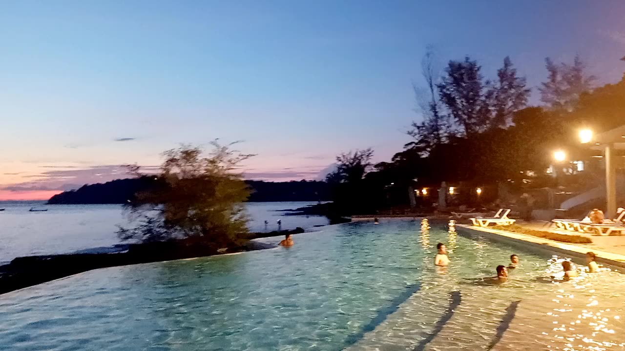 swimming on night time at beach