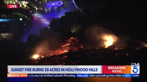 Hero pilot uses epic precision to perform a water drop on the Sunset Fire in the Hollywood Hills