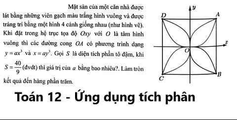 Toán 12: Mặt sàn của một căn nhà được lát băng những viên gạch màu trắng hình vuông và được tráng