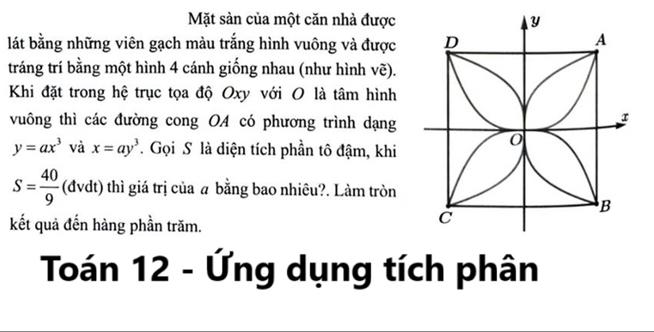 Toán 12: Mặt sàn của một căn nhà được lát băng những viên gạch màu trắng hình vuông và được tráng