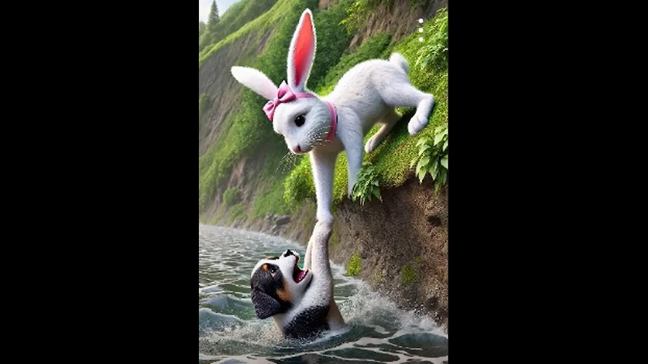 **Heroic Rabbit Saves Drowning Puppy in a Daring Rescue!**