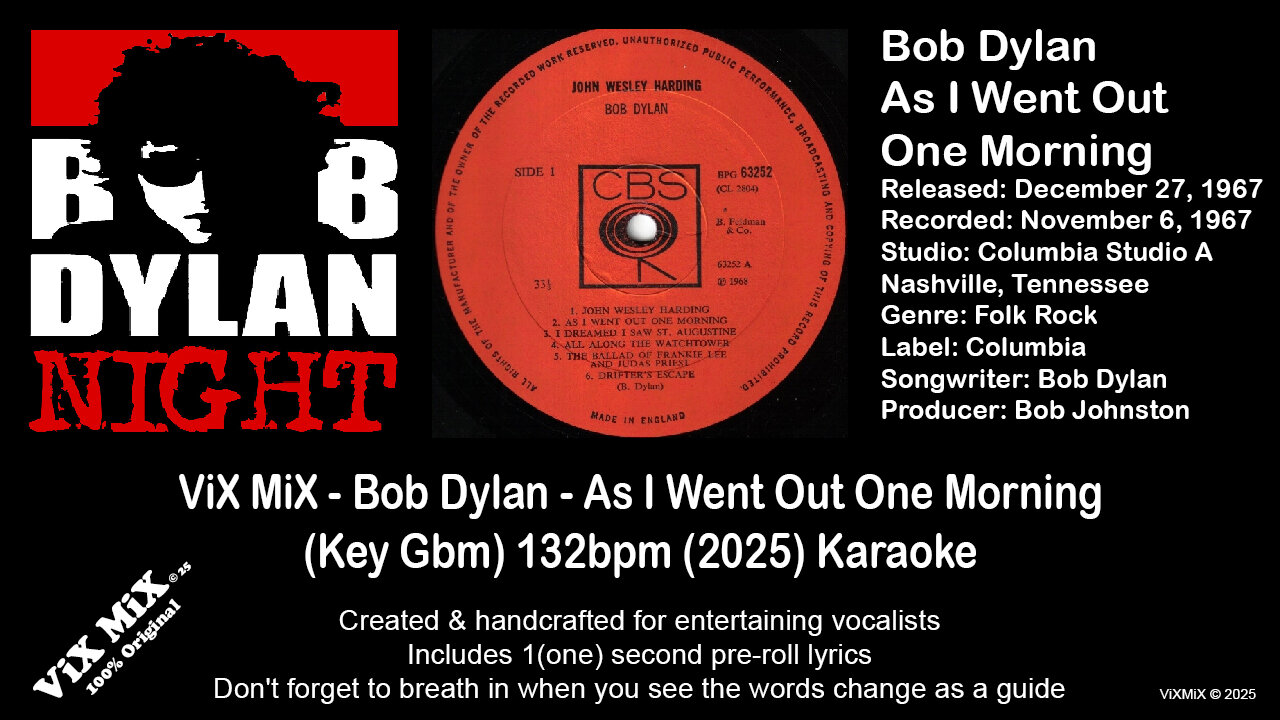 SingLikeBob - As I Went Out One Morning (Key Gbm) 132bpm (2025) Karaoke