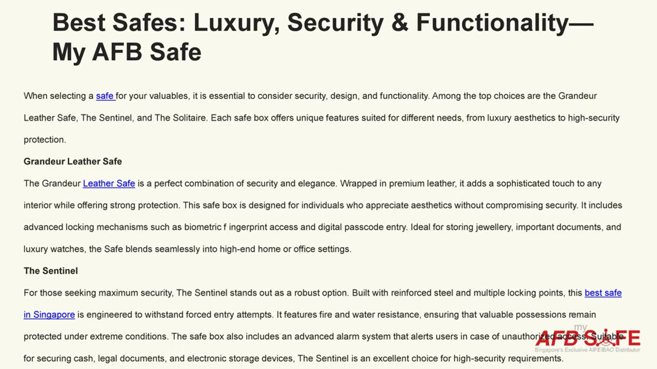 Best Safes: Luxury, Security & Functionality— My AFB Safe