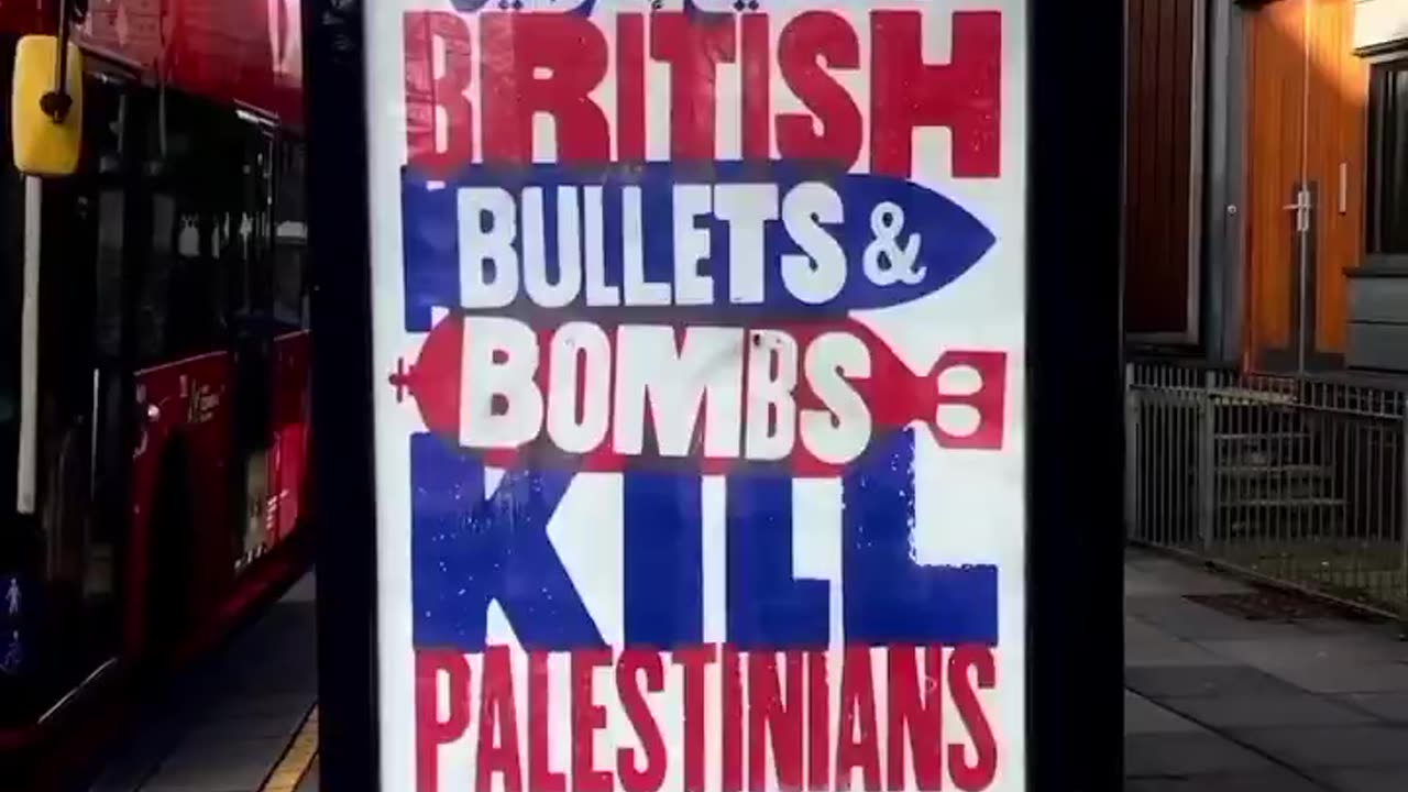 "British bullets and bombs kill Palestinians"