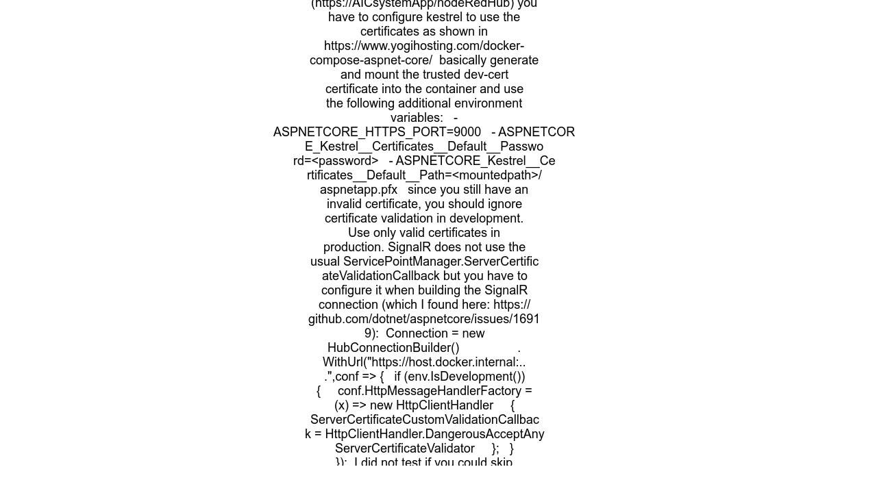 SignalR can't connect using docker composecontainer
