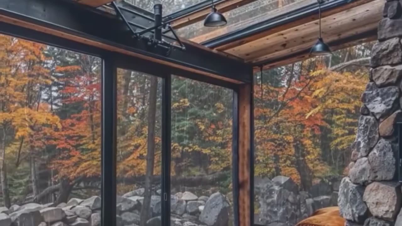 Rustic Living Space with Glass Ceiling.