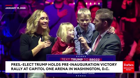 JUST IN: Trump's Granddaughter Joins Family Onstage At Victory Rally: 'God Bless America!'