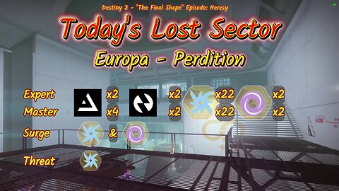 Destiny 2: 2-12-25 Perdition is the Lost Sector. Arc/Void Surge.