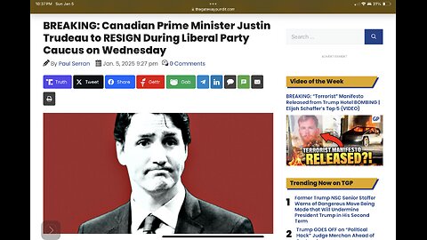 BREAKING: Canadian Prime Minister Justin Trudeau to RESIGN During Liberal Party Caucus on Wednesday