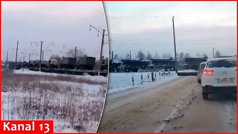 Footage of echelons transporting equipment by rail to front in Russia released