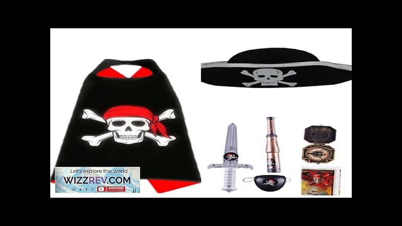 Boy Party Clothes Skull Pirate Cape Cosplay Costume Children's Pirate Cloak Hat Review