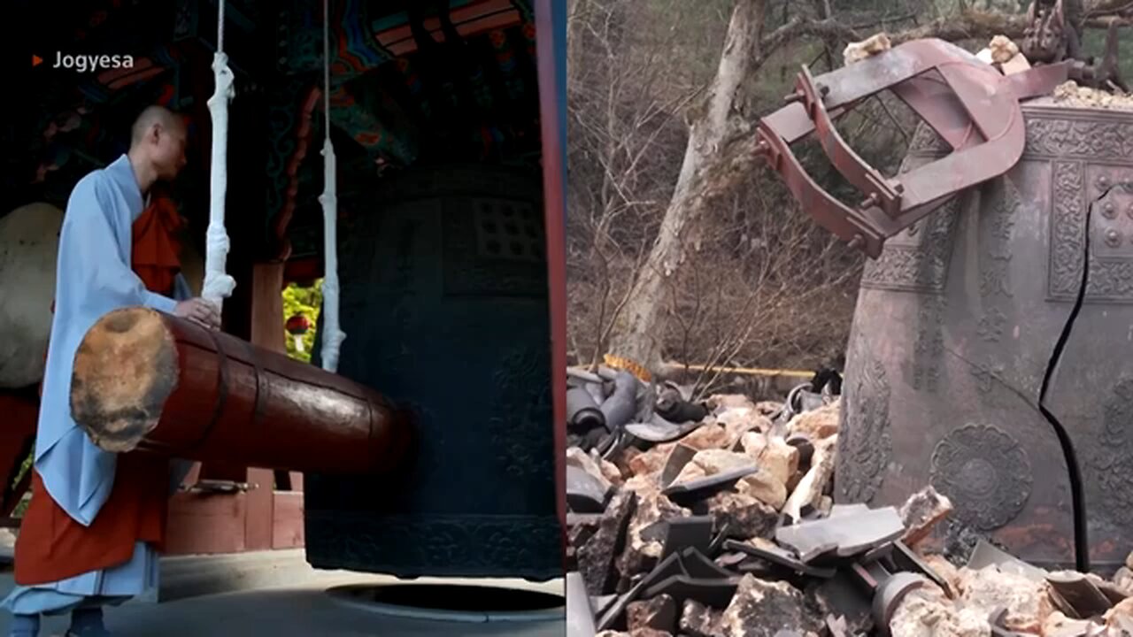 Before and after South Korea's wildfire turn temple to ash