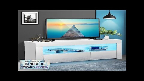 Woodyhome High Gloss TV Stand with LED Lights High Storage Space TV Review