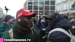 "Black Man in MAGA Hat Confronts Anti-Trump March in DC"