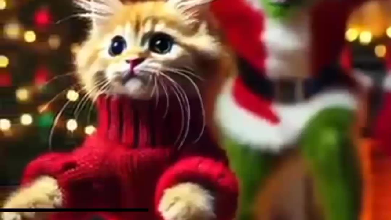 cute kitten vs christmas grindch