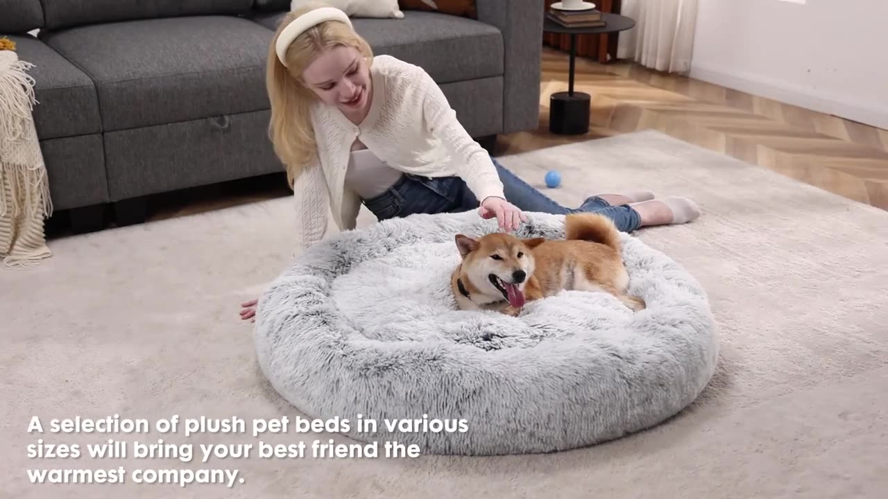 Washable plush pet bed dogs cats non slip comfortable nest