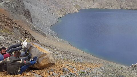 Stone rolling. My villagers' operation at Deniz Lake while returning from Kaçkars..