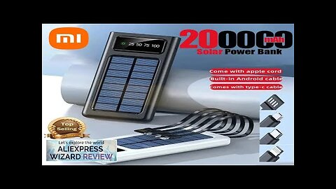 Xiaomi 200000mAh Solar Power Bank Built Cables Solar Charger 2 USB Ports Review