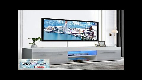 Woodyhome High Gloss TV Stand with LED Lights 2 Drawers Cabinet Modern Review