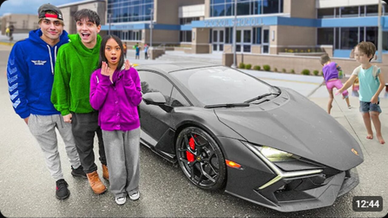 Picking Up Our Little Sister From School In a Lamborghini!(1)